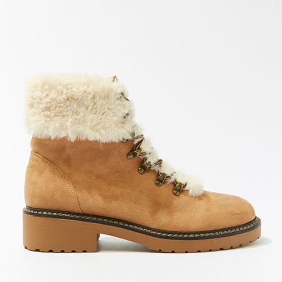 Faux Fur Trim Combat boots - Picture 1 of 6